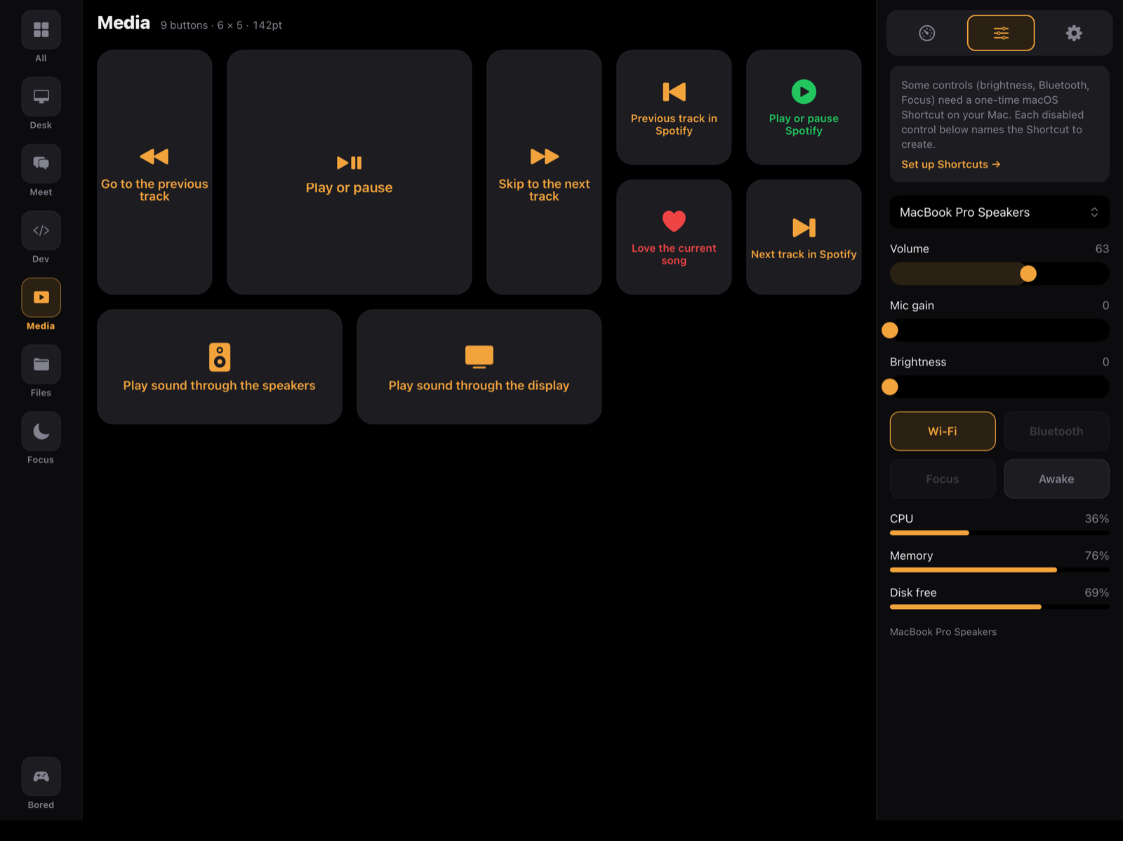 panel — iPad Pro 13, Controls tab